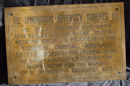Image - Guild of Students plaque for hospital beds